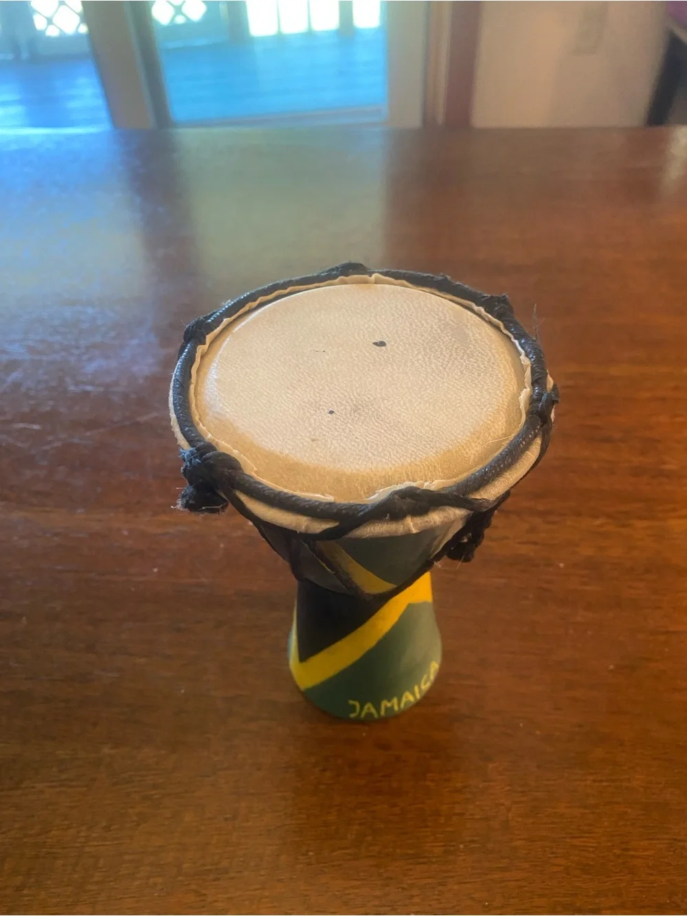 Vintage Jamaican Souvenir Djembe Drum hand carved painted reggae colors Jamaica